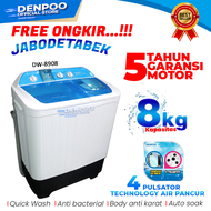 Mesin Cuci  2 TABUNG Denpoo DW 89084P 8 Kg 4 Pulsator