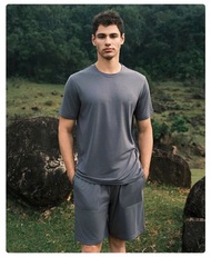 男士冰藻泥涼感布抑菌防螨棉莫代爾家居睡衣套裝