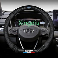 XD Leather Car Steering Wheel Cover 3D Carbon Fiber Steering Cover for Geely GX3 Pro Coolray SE Emgr