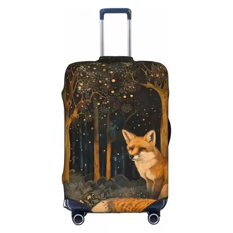 Custom Fox Enchanted Forest Art Print Luggage Cover Funny Suitcase Protector Covers Suit For 18-32 i