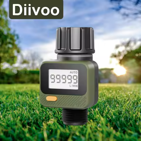 Diivoo Digital Water Flow Meter Hose Water Meter for Outdoor Garden Hose, Measure Consumption and Wa