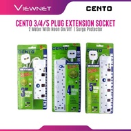 CENTO 3/4/5 Gang 3 Pin UK Plug Extension Socket 2 Meter with Neon On/Off /Surge Protector/5 Years Warranty /Made in Malaysia /100% Sirim Approved/High Quality 3 code Cable /Good Quality Material Case /Fire Retardant