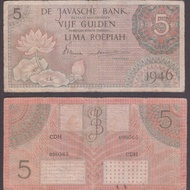 Uang kertas kuno 5 GULDEN 1946 Federal Oranje Oranye