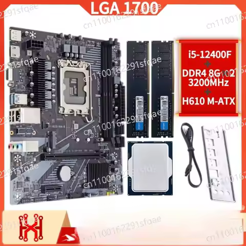 100% New H610 Motherboard Kit LGA 1700 Support Core I5 12400F 8GB*2 = 16GB 3200Mhz DDR4 Memory RAM M