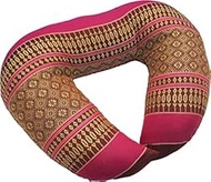 RAK Thai Kapok Pillow, Firm Support, Neck Cushion Headrest, U-Shaped Pillow, Travel Pillow (Pink)