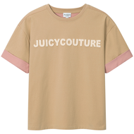 Juicy Couture | เสื้อยืดผู้หญิง สีตัดกัน หลวม เนื้อผ้าคล้ายผ้าขนหนูปักลาย