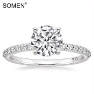 SOMEN 925 Sterling Silver 1.25 CT Round Solitaire Cubic Zirconia Engagement Ring Halo Promise Ring S