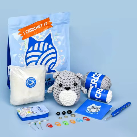 Koala for Beginner Crochet Kit, Cotton Nylon Blend Yarn Crochet Kit Includes Video Tutorial Beginner