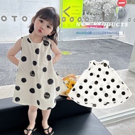 Baby Dress 1st Sweet Sleeveless Polka Dot Princess Dress for Kids Girl 2-8 Years Old Birthday Party Dresses Girl Loose Dresses Girls Casual Attire