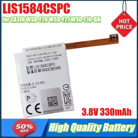 3.8V 330mAh LIS1584CSPC Battery for CASIO WSD-F20 WSD-F21 WSD-F10-BK WSD-F10-GN WSD-F10-RD WSD-F10-R