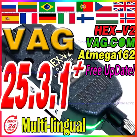 2025 Newest V25.3 VCD'S V24.7 VAG/COMScanner Tools Atmega162 Scanne Diagnostic Cable HEX V2 OBD Tool