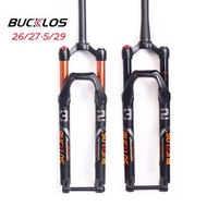 BUCKLOS Bicycle Air Suspension Fork 26/27.5/29er MTB Bike Fork Rebound Adjustment Thru Axle Front Fork Bicycle Accessori
