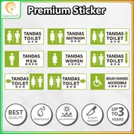 Toilet Restroom Tandas Sticker Men Women Accessible Premium Waterproof Label Signage