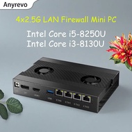Solid Aluminum NAS Mini PC 4x2.5G LAN Intel i5-8250U i3-8130U 2xNVMe SATA3.0 TF SIM pfSense Proxmox 