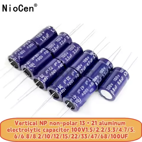 （10pcs）Vertical NP non-polar 13 * 21 aluminum electrolytic capacitor 100V1.5/2.2/3.3/4.7/5.6/6.8/10/
