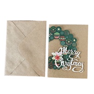 【A CUTE】 WATER Kraft Paper Christmas Cards Postcard Foldable Invitations Card Party Supplies Vintage