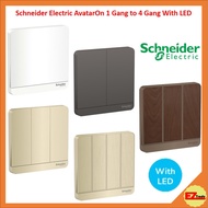 Schneider Electric AvatarOn - 1 Gang to 4 Gang with LED Light Switches 2 Way - White, Grey, Gold, Wood, Hairline Gold
