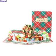 POMAT Christmas Wreath Greeting Card, Foldable Paper 3D Pop UP Gift Card, Invitations Cards Wishing 