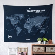 世界地圖佈置-訂製世界掛布。海軍藍(客製化禮物)