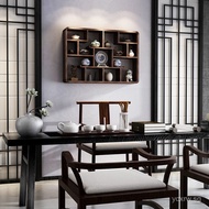. Wall-mounted tea cup and teapot display shelf, wooden multi-purpose rack for bedroom and living ro