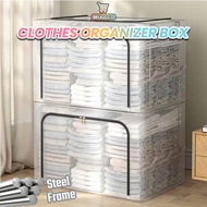 24L/66L/100L Transparent Foldable Storage Box Clothes Organizer Clothes Storage Oxford Storage Box S