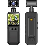 Bewinner 4K HD Action Camera, 180 Degree Rotating Lens Handheld Sports Camera with LED Light & APP, 