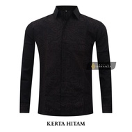 KEMEJA HITAM Original Batik Shirt With Black KERTA Motif, Men's Batik Shirt For Men, Slimfit, Full Layer, Long Sleeve