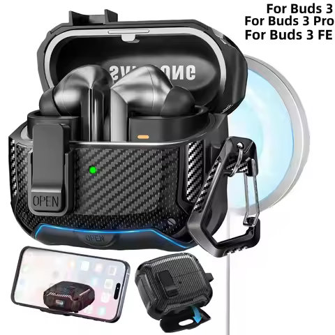For Samsung Galaxy Buds 3FE / Buds 3Pro / Buds 3 Case with Phone Stand Secure Lock Clip Design For G