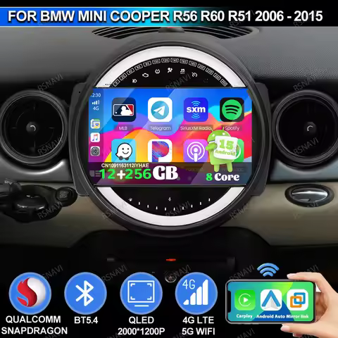 Android 15 Car Radio For BMW Mini Cooper R56 R60 R51 2006 - 2015 Golf Mk7 Telephone Holder Car Batte