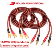 GOLLEY LION HiFi OFC Speaker Wire with Spade Plug to Banana Plug Speaker Jumper Cable 4mm Banana Plu