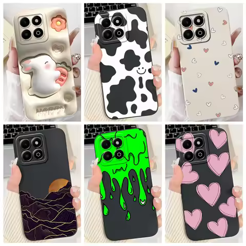 For Honor X6B Funda Huawei Case Love Heart Rabbit Shockproof Liquid Silicone Back Cover For HonorX6b