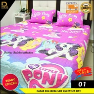 Borong Cadar Set Hamparan 3 dalam 1 Patchwork  Bed Sheet Fresh Dari Kilang cadar Anti Kedut Cartoon Budak Collection Dua Muka Size Queen