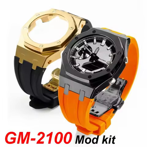 GM2100 Steel Case&Strap Mod Kit For G-shock Casio 5611 GM-2100 GBM-2100 Modified Fluororubber band M