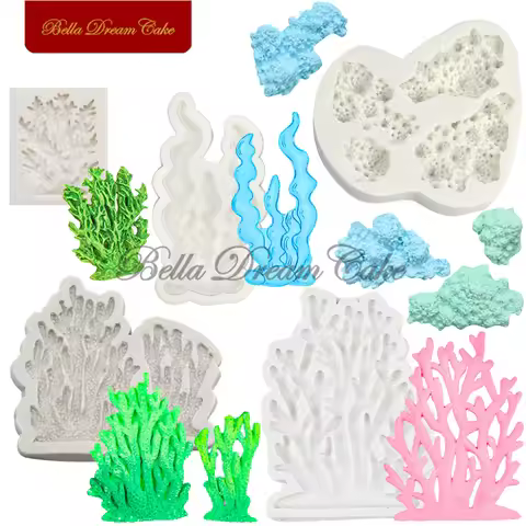 Mini 3D Coral Reef Seaweed Design Silicone Mold Fondant Chocolate Mould DIY Gumpaste Clay Molds Cake