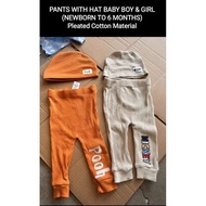 2 in 1 Hat & Pants Baby Boy & GirlTopi & Seluar Panjang Baby Boy & Girl Seluar Baby Murah - (Newborn