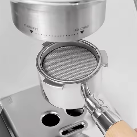 49/51/53/58mm Reusable Coffee Puck Screen with Wood Base Single Layer Coffee Filter Mesh Coffee Hand