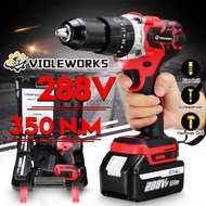 288V 3 In 1 Brushless Electric Drill Screwdriver 20+3 Torque Variable Speed Cordless Hammer Impact Drill for Makita 18V Battery