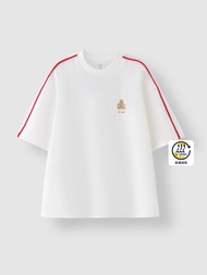 男童裝|Logo小熊印花圓領短袖T恤-白色