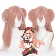 キ Game Genshin Impact Yanfei Cosplay Wig Pink Gradient Short Halloween Synthetic Heat Resistan