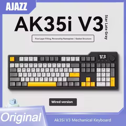 New Ajazz Ak35i V3 Tri-Mode Wired And Bluetooth Wireless Gaming Keyboard Gasket Full Key Hot Swap 10
