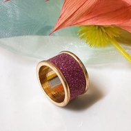 【西洋古董飾品】11.5 金沙感閃亮折射寬版 手工上膠貼片防水戒指