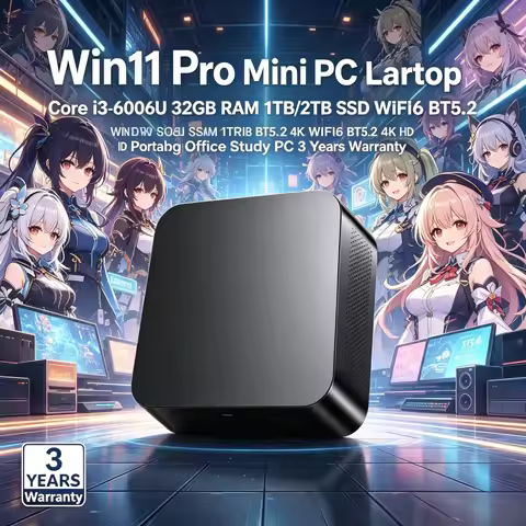 Win11 Pro Mini Laptop Core i3-6006U 32GB RAM 1TB/2TB SSD WiFi6 BT5.2 4K HD Portable PC For Office Ga