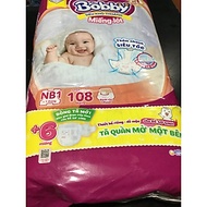 Tặng thêm 6 miếng tã quần bên trong - Miếng Lót Bobby Newborn 1 108 Miếng Êm Mềm Khô Thoáng - Miếng 