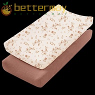 BETTER-MAYSHOW 2PCS Diaper Changing Pad Cover, Breathable Cotton Reusable Changing Mat Cover, Muslin