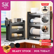 SKplus 45cm/55cm 2 Layer Dish Drying Kitchen Rack with Drain Tray Utensil Organizer Rak Pinggan Deng
