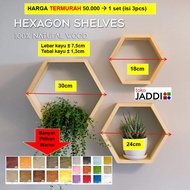 Wall Shelf 50 thousand 1 set (3 pcs) [code: C] Hexagonal Wood Hexagon Wooden Shelf Hexagonal [HL7.5]
