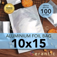 Aluminium Foil 10x15 cm Kemasan Sachet Silver Bubuk Kopi Bumbu Teh