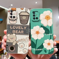 Phone Case For Samsung Galaxy A51 A50S A50 Square Liquid Silicone Protective Cute Bear Pattern Back Cover Shell For Samsung A 51 A 50 S Casing Bumper Capa