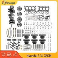 Engine Rebuild Timing Chain Kit Crankshaft ConRods Piston Ring Bearing Valve Lifter Set Fit 3.3 L V6
