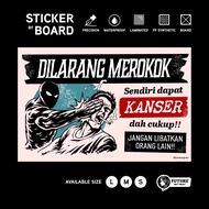 Amaran. Dilarang Merokok Tampar. Sticker Sign Signboard Stiker Lucu Kelakar. Warning Slap No Smoking